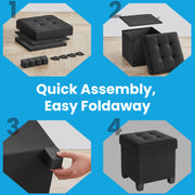 Small Foldable Storage Ottoman Foot Stool with Padded Seat 38 cm Cube by Songmics