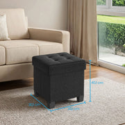 Small Foldable Storage Ottoman Foot Stool with Padded Seat 38 cm Cube by Songmics