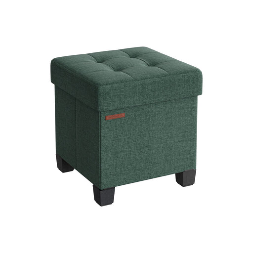 Foldable Storage Ottoman with Wooden Feet in Retro Green 38 x 38 cm by Songmics