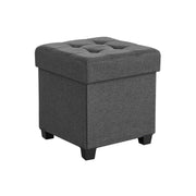 Dark Grey Foldable Storage Ottoman with Wooden Feet 38 x 38 cm by Songmics