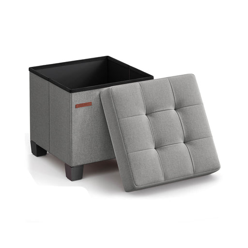 Dove Grey Foldable Storage Ottoman Footstool 38 x 38 cm Small Space Saver by Songmics