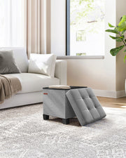 Dove Grey Foldable Storage Ottoman Footstool 38 x 38 cm Small Space Saver by Songmics