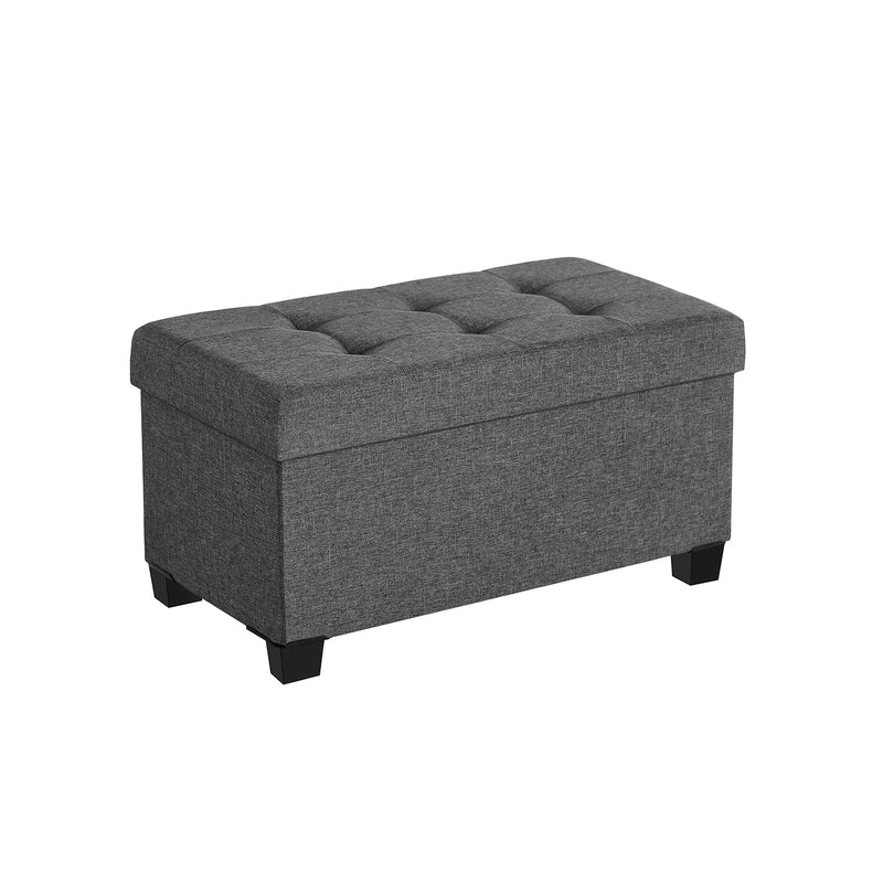 Dark Grey Foldable Storage Ottoman Bench with Padded Seat 38 x 76 cm by Songmics
