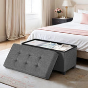 Grey Storage Ottoman Bench with Plastic Legs for Bedroom or Hallway by Songmics
