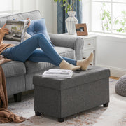 Dark Grey Foldable Storage Ottoman Bench with Padded Seat 38 x 76 cm by Songmics