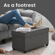 Grey Storage Ottoman Bench with Plastic Legs for Bedroom or Hallway by Songmics