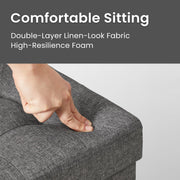 Grey Storage Ottoman Bench with Plastic Legs for Bedroom or Hallway by Songmics