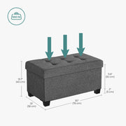 Grey Storage Ottoman Bench with Plastic Legs for Bedroom or Hallway by Songmics