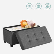 Dark Grey Foldable Storage Ottoman Bench with Padded Seat 38 x 76 cm by Songmics