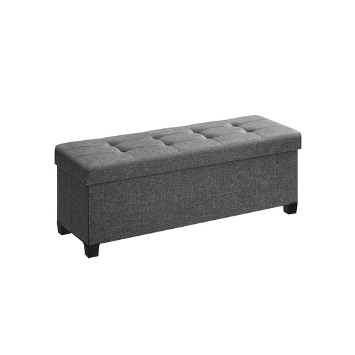Dark Grey Foldable Storage Ottoman Bench 110 cm with Padded Seat and Hidden Compartment by Songmics