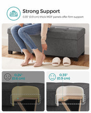 Dark Grey Foldable Storage Ottoman Bench 110 cm with Padded Seat and Hidden Compartment by Songmics