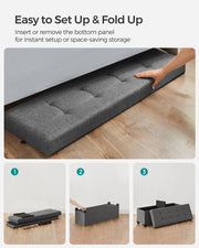 Dark Grey Foldable Storage Ottoman Bench 110 cm with Padded Seat and Hidden Compartment by Songmics