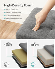 Dark Grey Foldable Storage Ottoman Bench 110 cm with Padded Seat and Hidden Compartment by Songmics