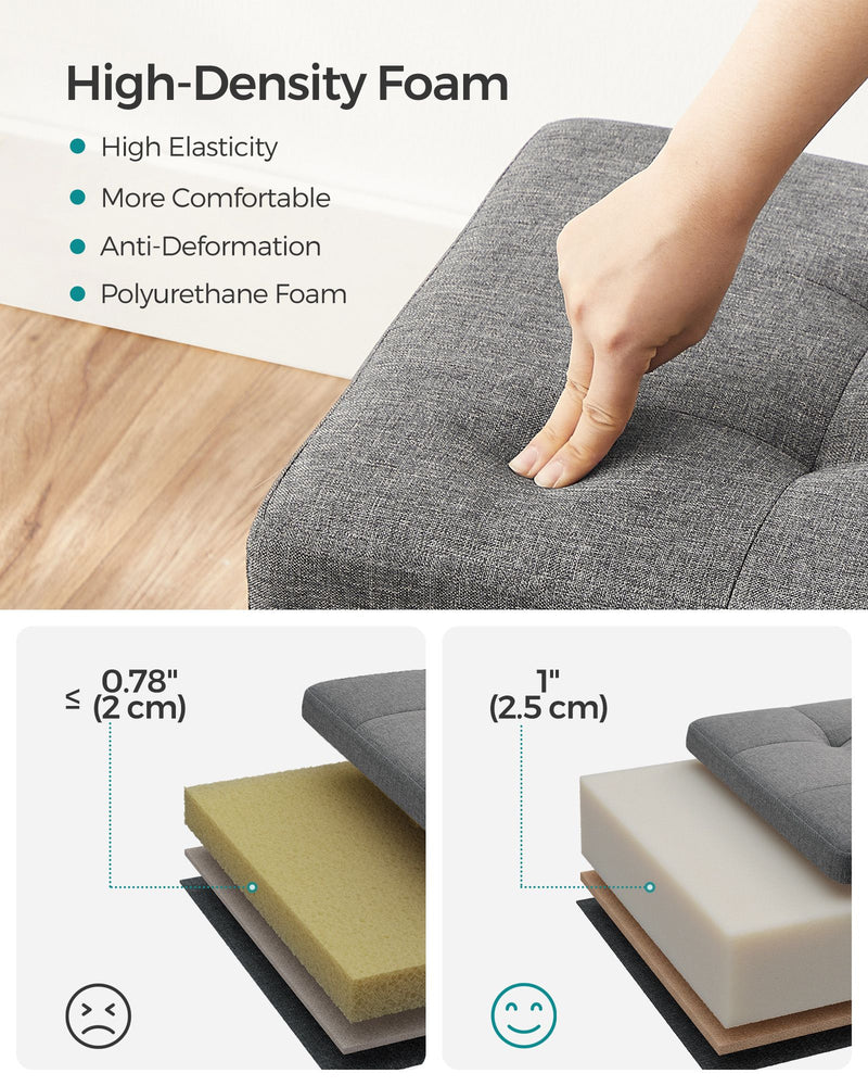 Dark Grey Foldable Storage Ottoman Bench 110 cm with Padded Seat and Hidden Compartment by Songmics