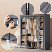 Portable Fabric Wardrobe with Steel Clothes Rail and Dust Cover for Bedroom Storage by Songmics