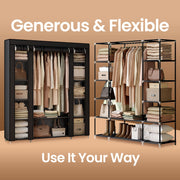 Black Portable Fabric Wardrobe with Clothes Rail for Bedroom Storage Solution by Songmics