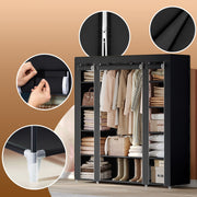 Black Portable Fabric Wardrobe with Clothes Rail for Bedroom Storage Solution by Songmics