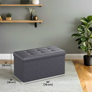 Foldable Storage Ottoman Bench Upholstered Seat and Footrest 76 cm Wide by Songmics