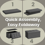 Foldable Storage Ottoman Bench Upholstered Seat and Footrest 76 cm Wide by Songmics