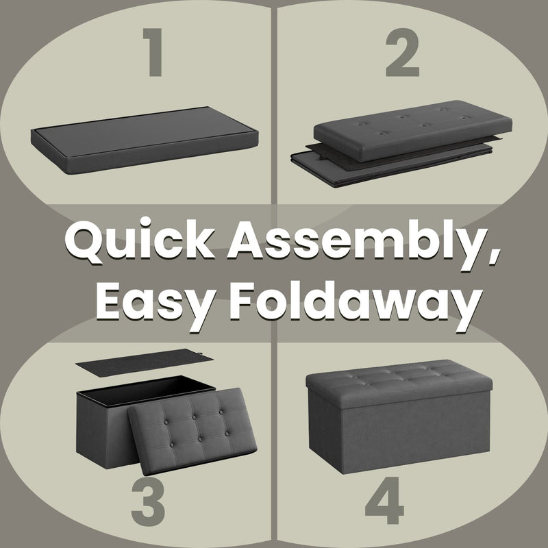 Foldable Storage Ottoman Bench Upholstered Seat and Footrest 76 cm Wide by Songmics