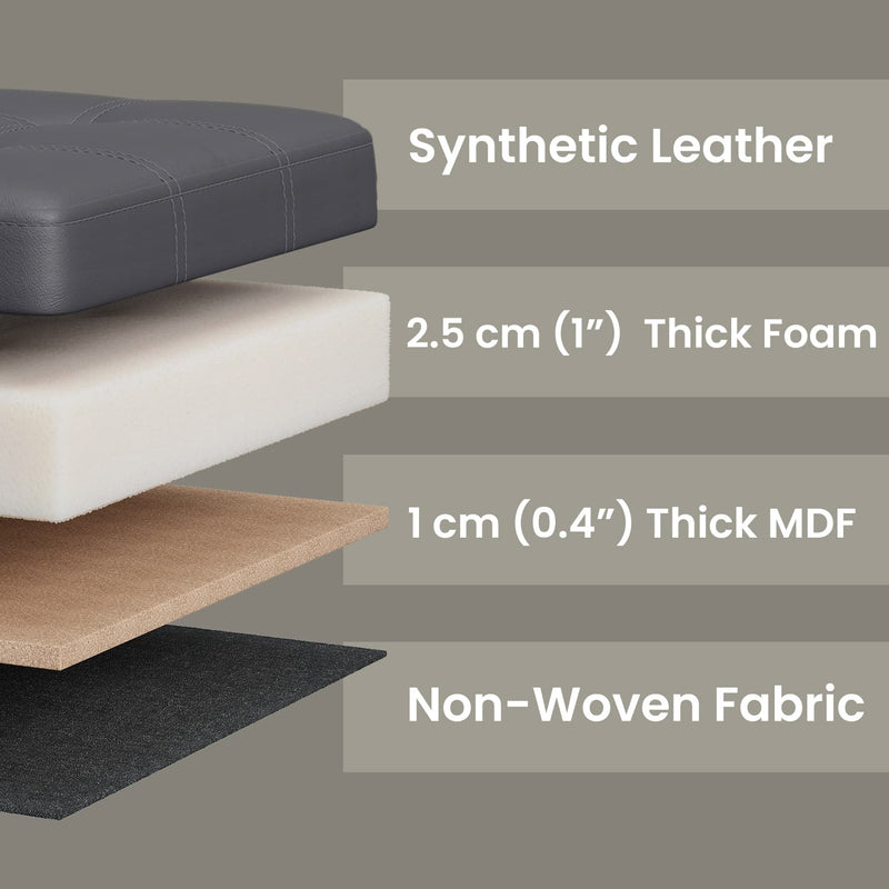 Foldable Storage Ottoman Bench Upholstered Seat and Footrest 76 cm Wide by Songmics