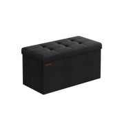 Foldable Small Storage Ottoman in Ink Black 38 x 76 x 38 cm Space Saving Design by Songmics