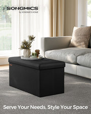 Foldable Small Storage Ottoman in Ink Black 38 x 76 x 38 cm Space Saving Design by Songmics