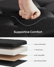 Foldable Small Storage Ottoman in Ink Black 38 x 76 x 38 cm Space Saving Design by Songmics