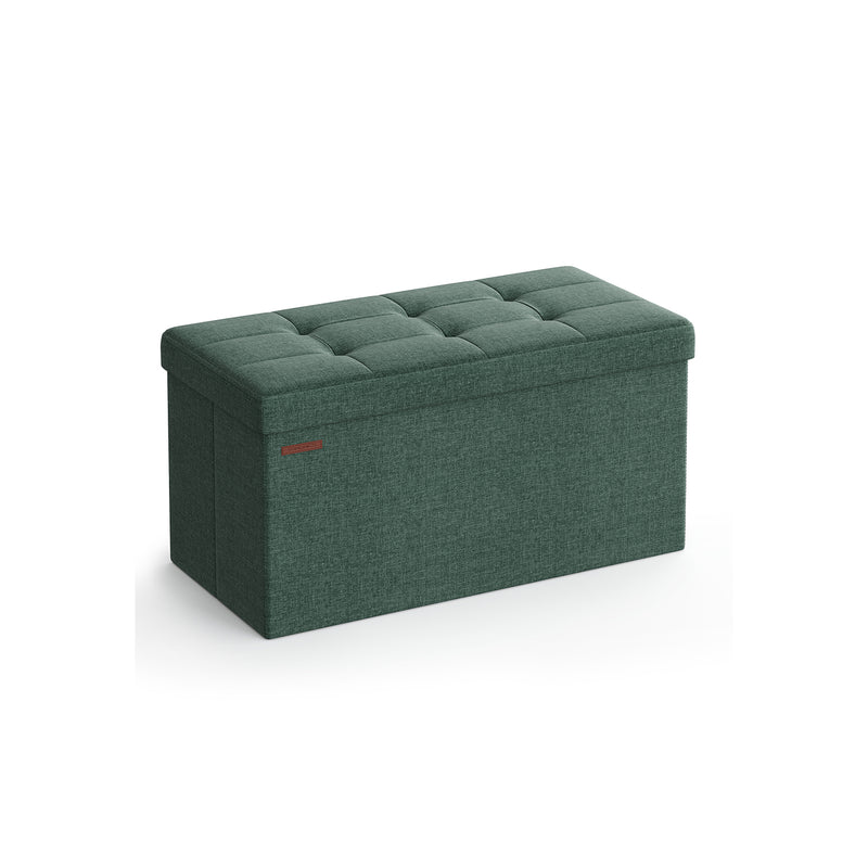 Retro Green Foldable Storage Ottoman Small Space Saving Footstool Seat by Songmics