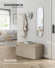 Camel Brown Foldable Storage Ottoman Small Footstool with Hidden Compartment by Songmics