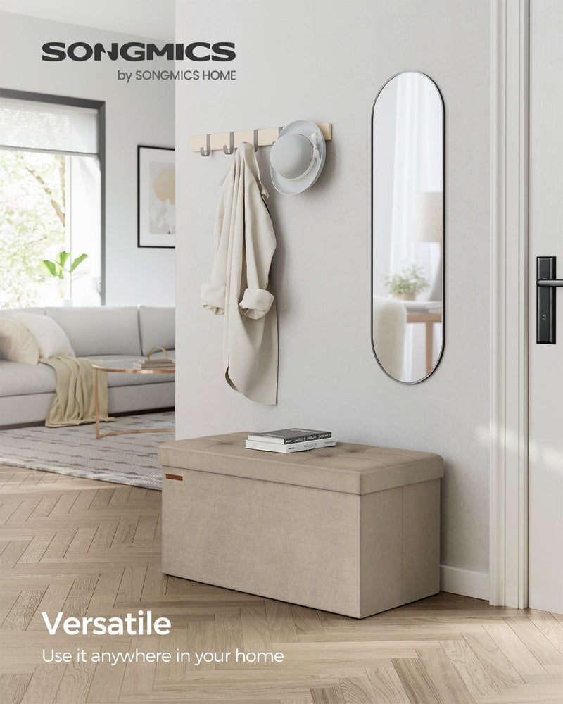 Camel Brown Foldable Storage Ottoman Small Footstool with Hidden Compartment by Songmics