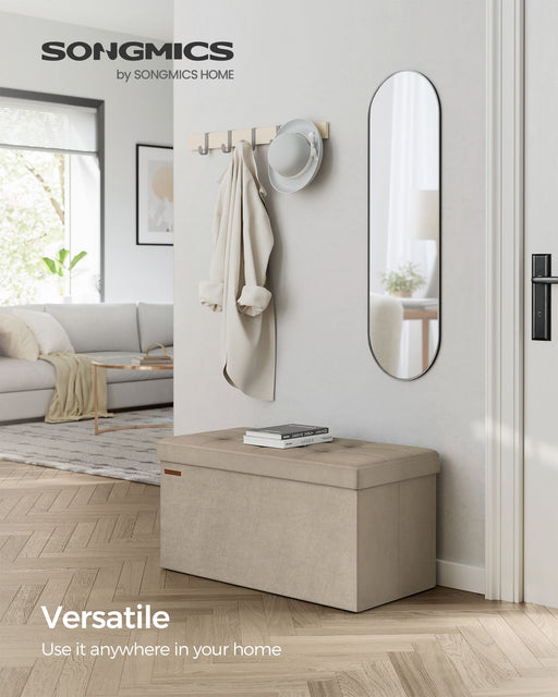 Camel Brown Foldable Storage Ottoman Small Footstool with Hidden Compartment by Songmics