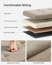 Camel Brown Foldable Storage Ottoman Small Footstool with Hidden Compartment by Songmics