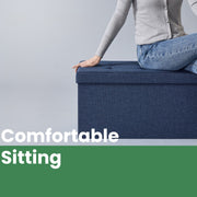 Fabric Storage Ottoman Bench with Lift-Top and Wooden Legs for Bedroom by Songmics