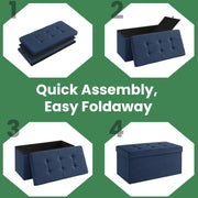 Fabric Storage Ottoman Bench with Lift-Top and Wooden Legs for Bedroom by Songmics