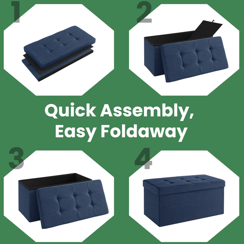 Fabric Storage Ottoman Bench with Lift-Top and Wooden Legs for Bedroom by Songmics