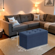 Fabric Storage Ottoman Bench with Lift-Top and Wooden Legs for Bedroom by Songmics