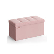 Foldable Small Storage Ottoman in Jelly Pink 38 x 76 x 38 cm Ideal for Seating and Organising by Songmics