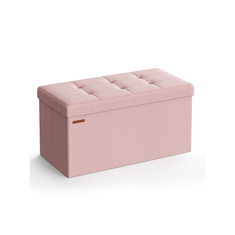 Foldable Small Storage Ottoman in Jelly Pink 38 x 76 x 38 cm Ideal for Seating and Organising by Songmics
