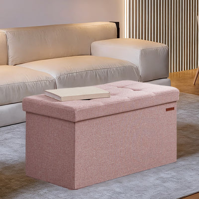 Pink Storage Ottoman Bench with Hidden Compartment for Bedroom or Hallway 76cm by Songmics