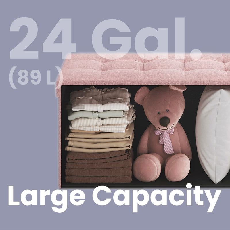 Pink Storage Ottoman Bench with Hidden Compartment for Bedroom or Hallway 76cm by Songmics