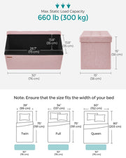 Foldable Small Storage Ottoman in Jelly Pink 38 x 76 x 38 cm Ideal for Seating and Organising by Songmics
