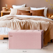 Pink Storage Ottoman Bench with Hidden Compartment for Bedroom or Hallway 76cm by Songmics