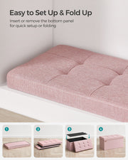 Foldable Small Storage Ottoman in Jelly Pink 38 x 76 x 38 cm Ideal for Seating and Organising by Songmics