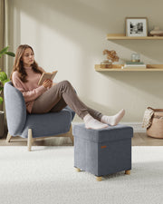 Slate Grey Velvet Storage Ottoman 37L with Padded Seat and Hidden Compartment by Songmics