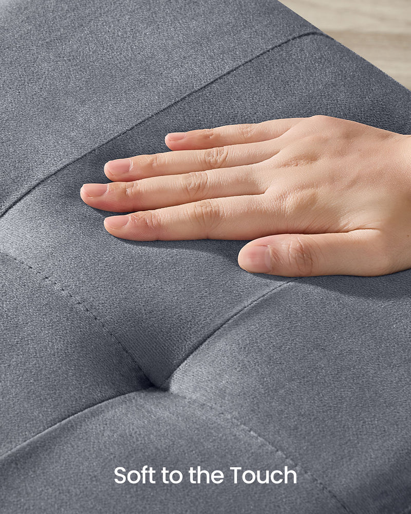Slate Grey Velvet Storage Ottoman 37L with Padded Seat and Hidden Compartment by Songmics
