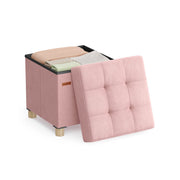 Velvet Storage Ottoman 37 L with Padded Seat in Jelly Pink for Living Room by Songmics