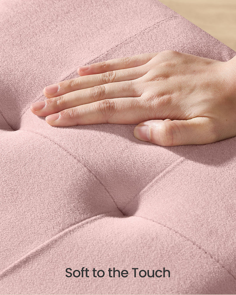 Velvet Storage Ottoman 37 L with Padded Seat in Jelly Pink for Living Room by Songmics