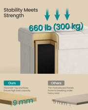 Velvet Storage Ottoman 37L with Padded Seat in Cappuccino Beige for Living Room by Songmics