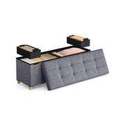 Large Slate Grey Velvet Storage Ottoman 112L with Padded Seat for Living Room by Songmics